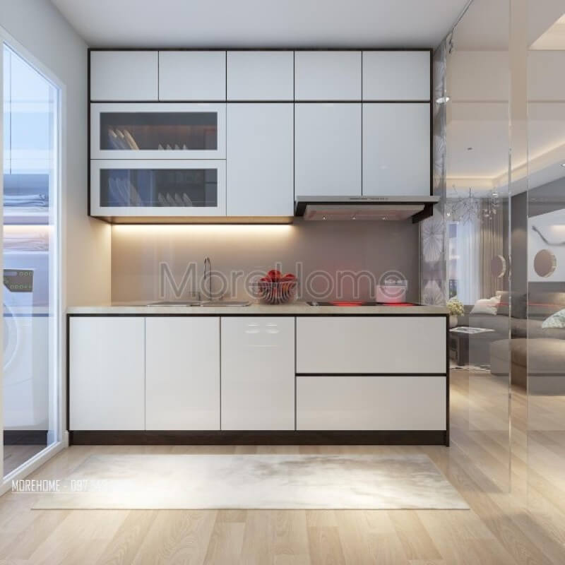 Mẫu tủ bếp chữ i giúp cho gia chủ thuận tiện hơn trong quá trình nấu nướng Tủ bếp hiện đại đẹp