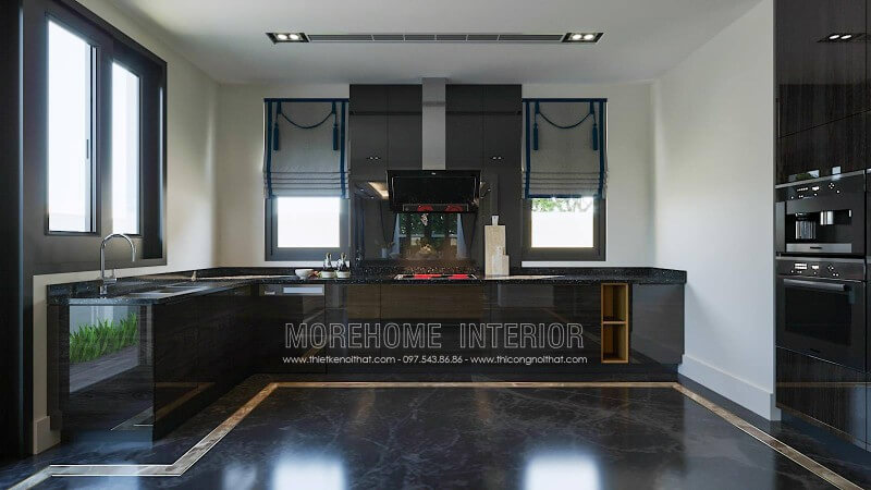 Mẫu tủ bếp hiện đại nhỏ đẹp cho không gian phòng bếp biệt thự Tủ bếp hiện đại đẹp