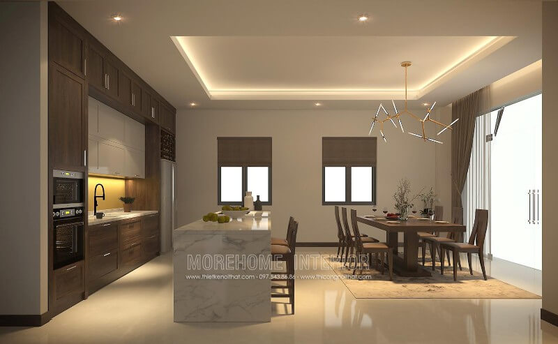 Mẫu tủ bếp gỗ tự nhiên phong cách hiện đại được yêu thích luôn đi đầu xu hướng Tủ bếp hiện đại,tủ bếp đẹp hiện đại, tủ bếp An Cường