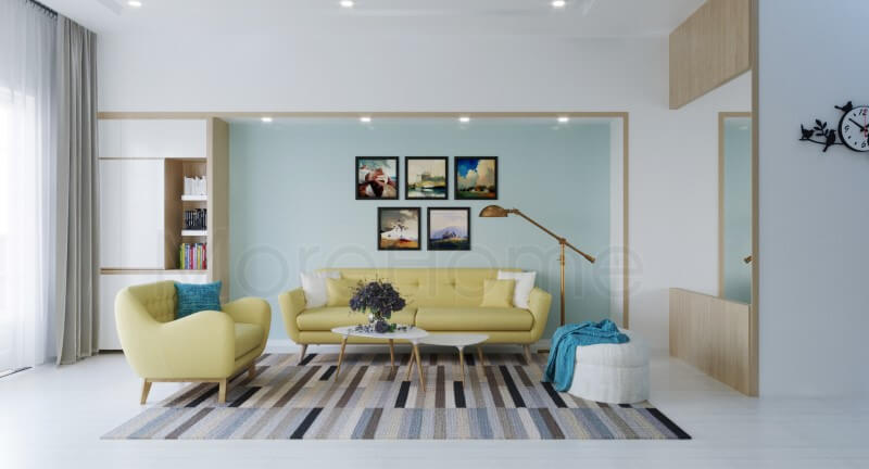 Thiết kế nội thất phòng khách phong cách hiện đại, độc đáo cho nhà phố ở City Land Gò Vấp Thiết kế phòng khách nhà phố