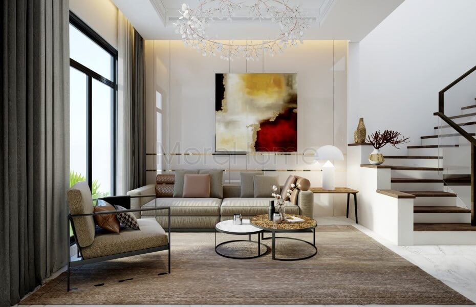 Thiết kế phòng khách đơn giản với cách trang trí nội thất trẻ trung và ấn tượng Thiết kế phòng khách nhà phố