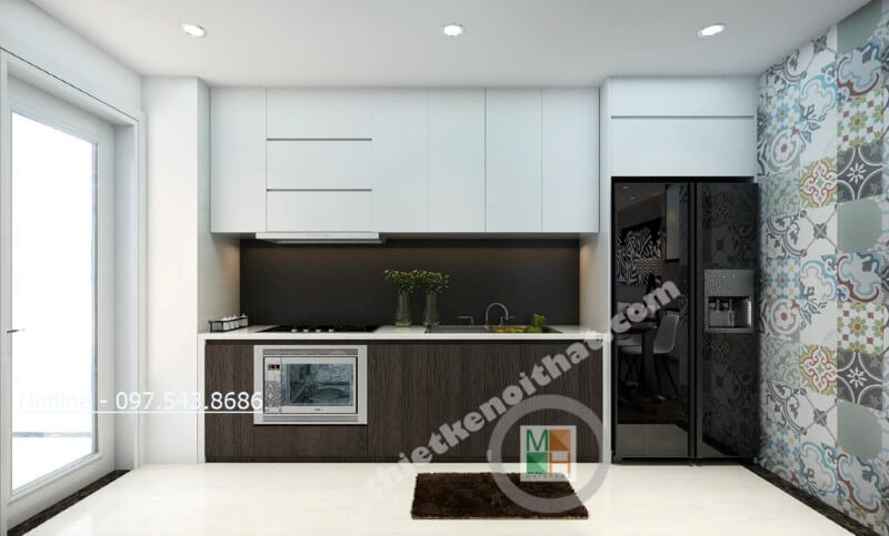 Với những căn hộ có diện tích nhỏ như chung cư thì tủ bếp hiện đại được coi là giải pháp vô cùng tuyệt vời Tủ bếp