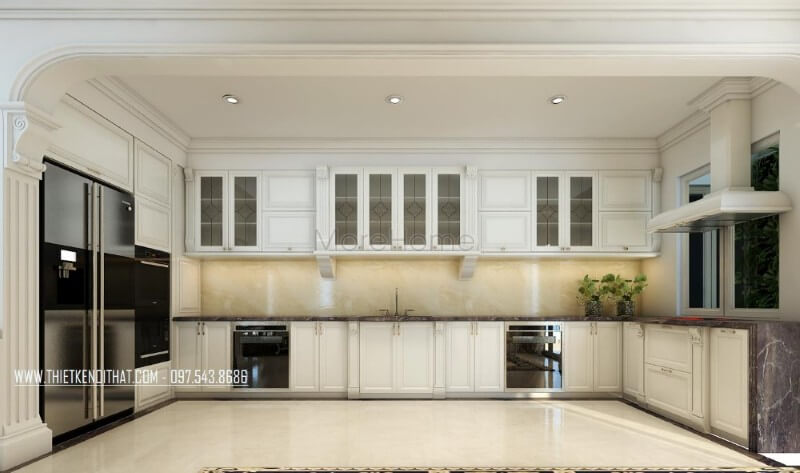 Mẫu tủ bếp sang trọng với kiểu dáng chữ L đầy mới lạ, đây được coi như là cảm hứng tạo cho những người nội trợ trong gia đình bạn Tủ bếp hiện đại, tủ bếp chữ u, tủ bếp chữ i, tủ bếp chữ l