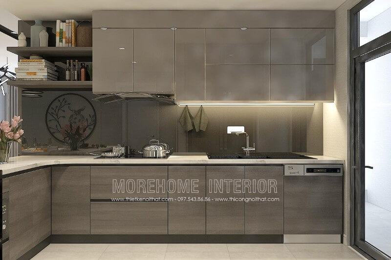Thiết kế nội thất tủ bếp chung cư Discovery Complex tại Hà Nội đẹp và ấn tượng Tủ bếp chung cư