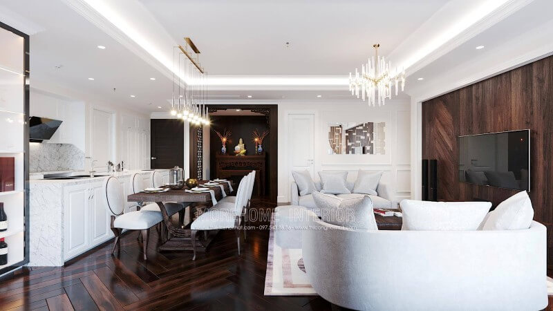 Thiết kế nội thất phòng bếp căn hộ Emerald Mỹ Đình đầy tiện nghi Thiết kế phòng bếp, tủ bếp đẹp