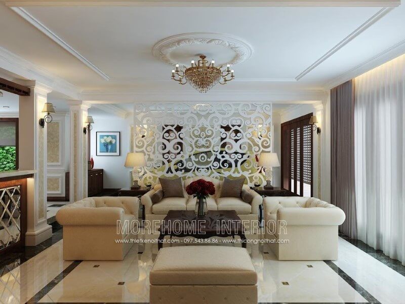 Bàn trà MH-TCD002 gỗ tự nhiên trang trí phòng khách biệt thự cổ điển