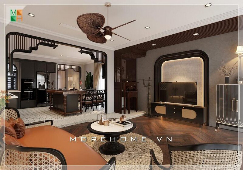 Mẫu kệ tivi gỗ rất tiện nghi phù hợp cho mọi không gian phòng khách mang phong cách độc đáo này.