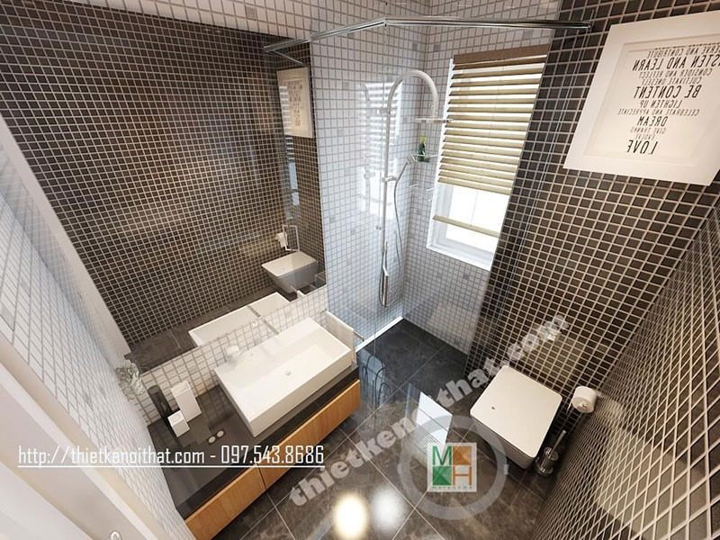 Thiết kế phòng tắm với vật liệu kính cường lực tạo nên không gian phòng thoáng mát và rộng rãi hơn