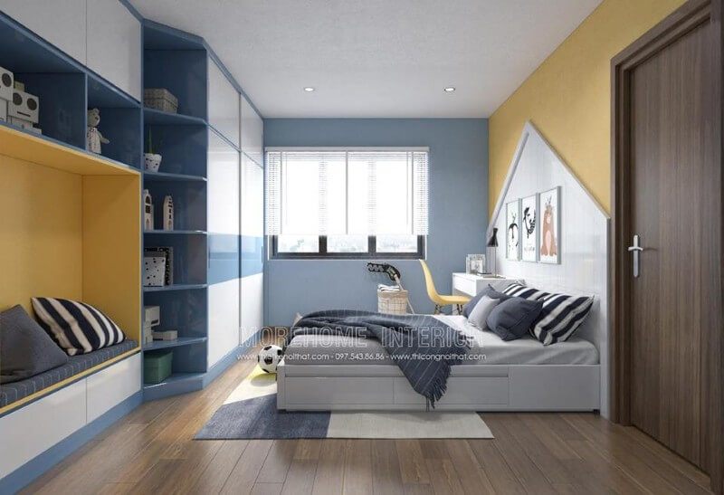 Giấy dán tường màu sắc khiến phòng ngủ của bé thêm phần đáng yêu, sinh động