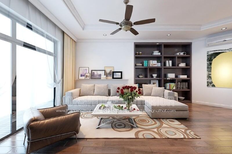 thiết kế sofa góc L hiện đại MS-027 bọc nỉ cao cấp đẹp cho phòng khách chung cư