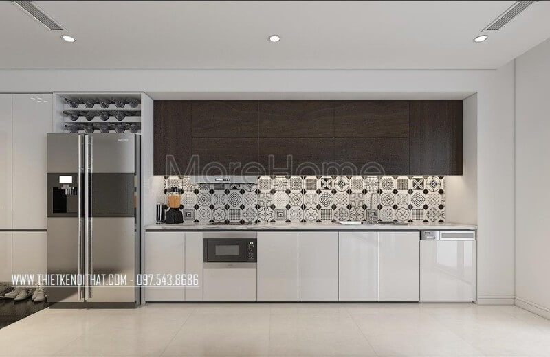 .
Đá ốp mặt bếp màu trắng được nhiều người ưa chuộng và lựa chọn để trang trí không gian nhà bếp.